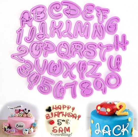 Fondant Modelleergereedschap Alfabetico Numerico Lettere Stampa Forme per Decorare Torta Set di 36 Fondanti per Cucina Decorazione di Torta per Festa di Compleanno e Festa