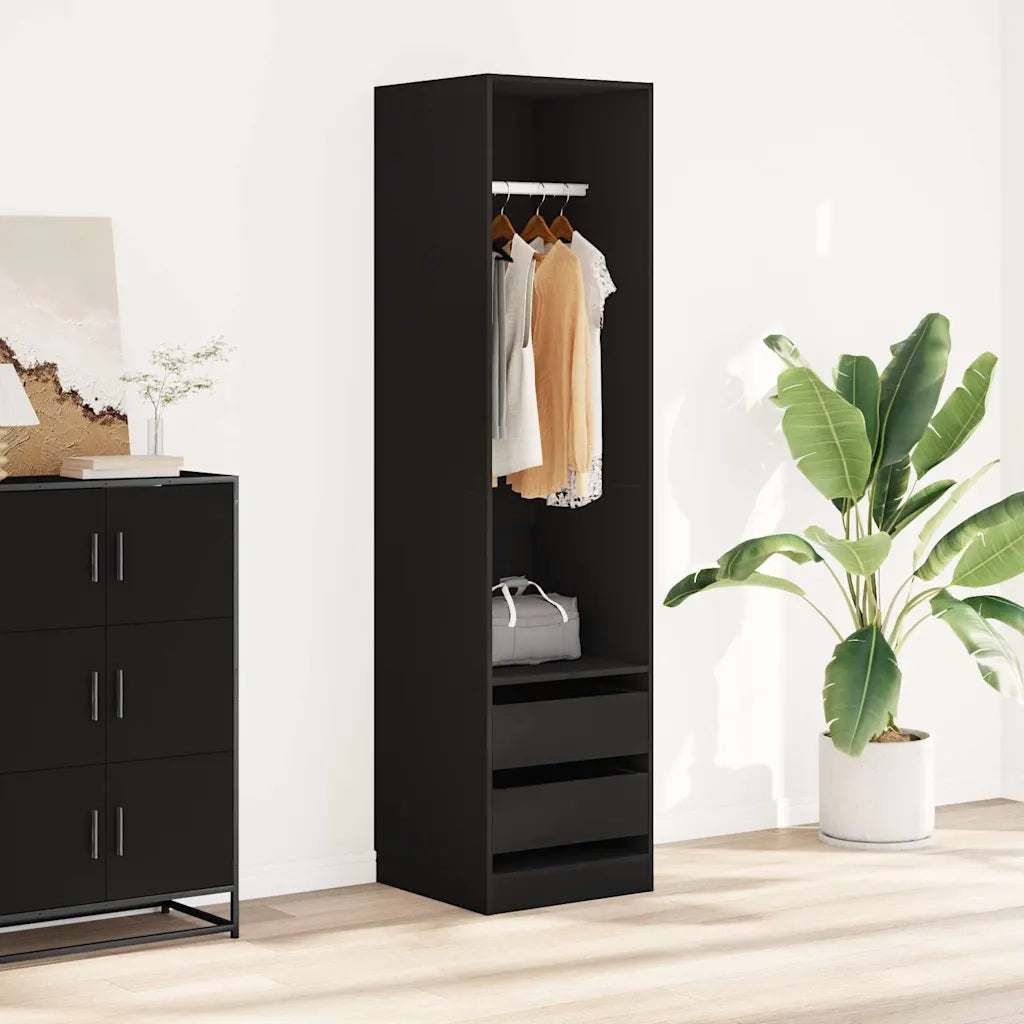 Armadio con Cassetti Nero 50x50x200 cm in Legno Multistrato CFW9598009