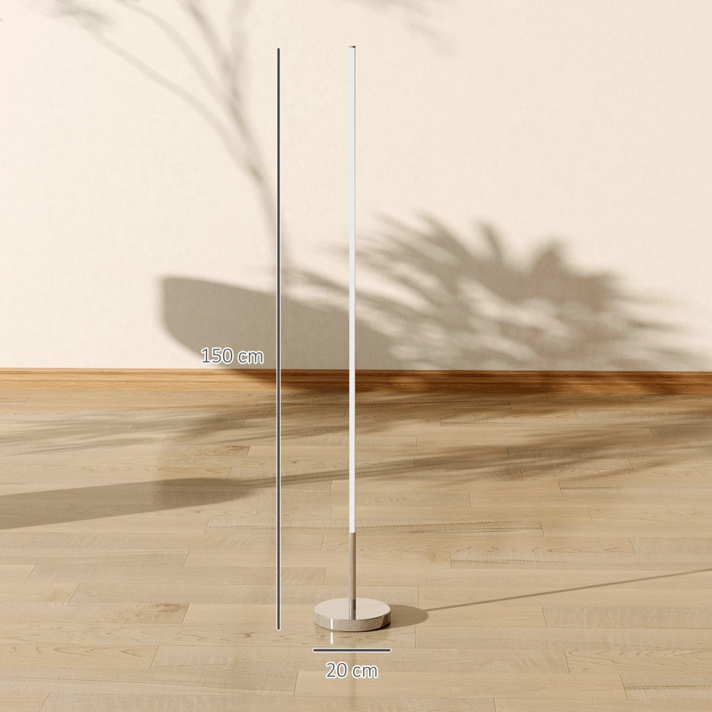 Lampada da Terra LED Alta 150 cm con Temperatura Colore Regolabile e Telecomando Argento
