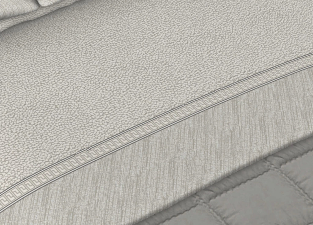 Completo Lenzuola Letto 100% Cotone Made Italy Disegno Borbon25 CN - Singolo - Panna