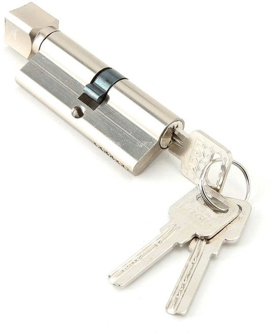 Cilindro di sicurezza per porta - 70 mm - 3 chiavi - alluminio - per uso domestico, legno, metallo.