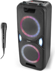 Sistema di Alta Fedeltà per Feste con Microfono e Bluetooth - Altoparlanti Karaoke Senza Fili con Illuminazione a LED e Radio FM