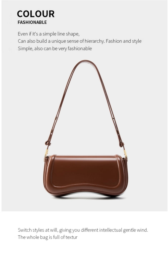 Borsa a tracolla da donna in vera pelle, marrone