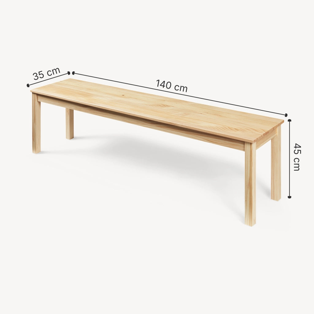 Panca da Tavolo Pranzo Trerunulu in Legno di Pino 140 x 35 x 45 cm - Naturale [en.casa]