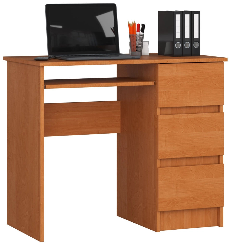 Scrivania per computer AKORD A6 Ontano 90 cm 3 cassetti 90x50x77 cm Modello a destra