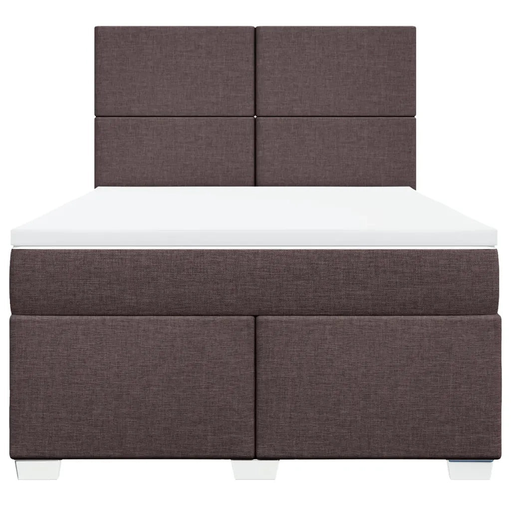 Giroletto a Molle con Materasso Marrone Scuro 140x200cm Tessuto