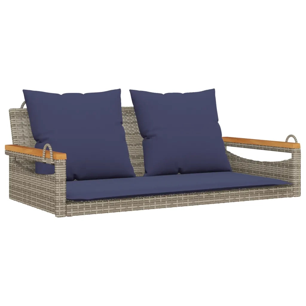 Panchina Dondolo con Cuscini Grigia 109x62x40 cm in Polyrattan 368150