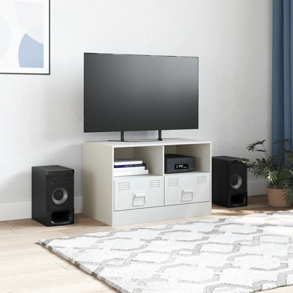 Mobile TV | Armadietto TV | Mobile Porta TV Bianco 67x39x44 cm in Acciaio