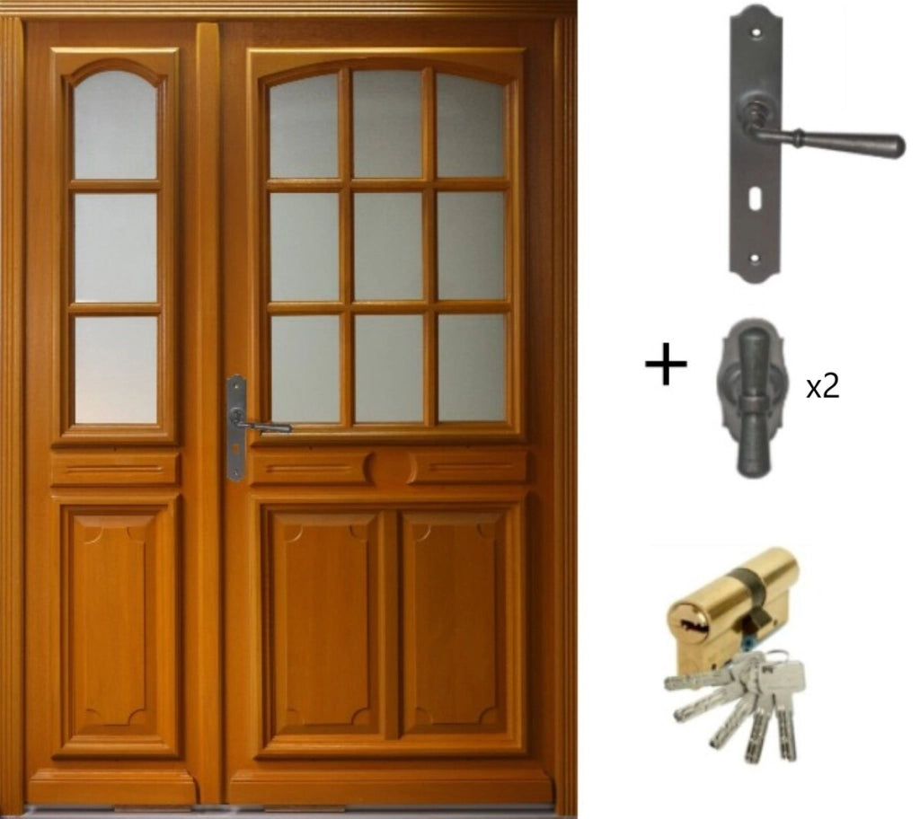 Porta d'ingresso a vetro Tiercee Wood Navy H215 x L140 p. destra + Maniglia E Canna (rif. 010403RFP) Tabella Dimensioni senza maniglia