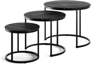Set di tavolini da caffè Montreal, Marmo nero, 55 x 55 cm 3 parti
