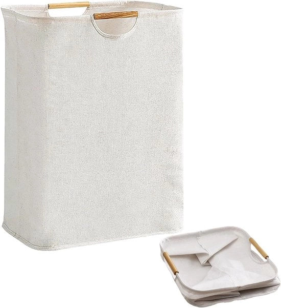 Wastino acqua resistente - 36L - Wastino per bambini - Contenitore per la raccolta della spazzatura - Piccolo cestino pieghevole per la spazzatura - Con maniglia in legno rinforzato - Per il bucato, la doccia (lunghezza 40 cm)