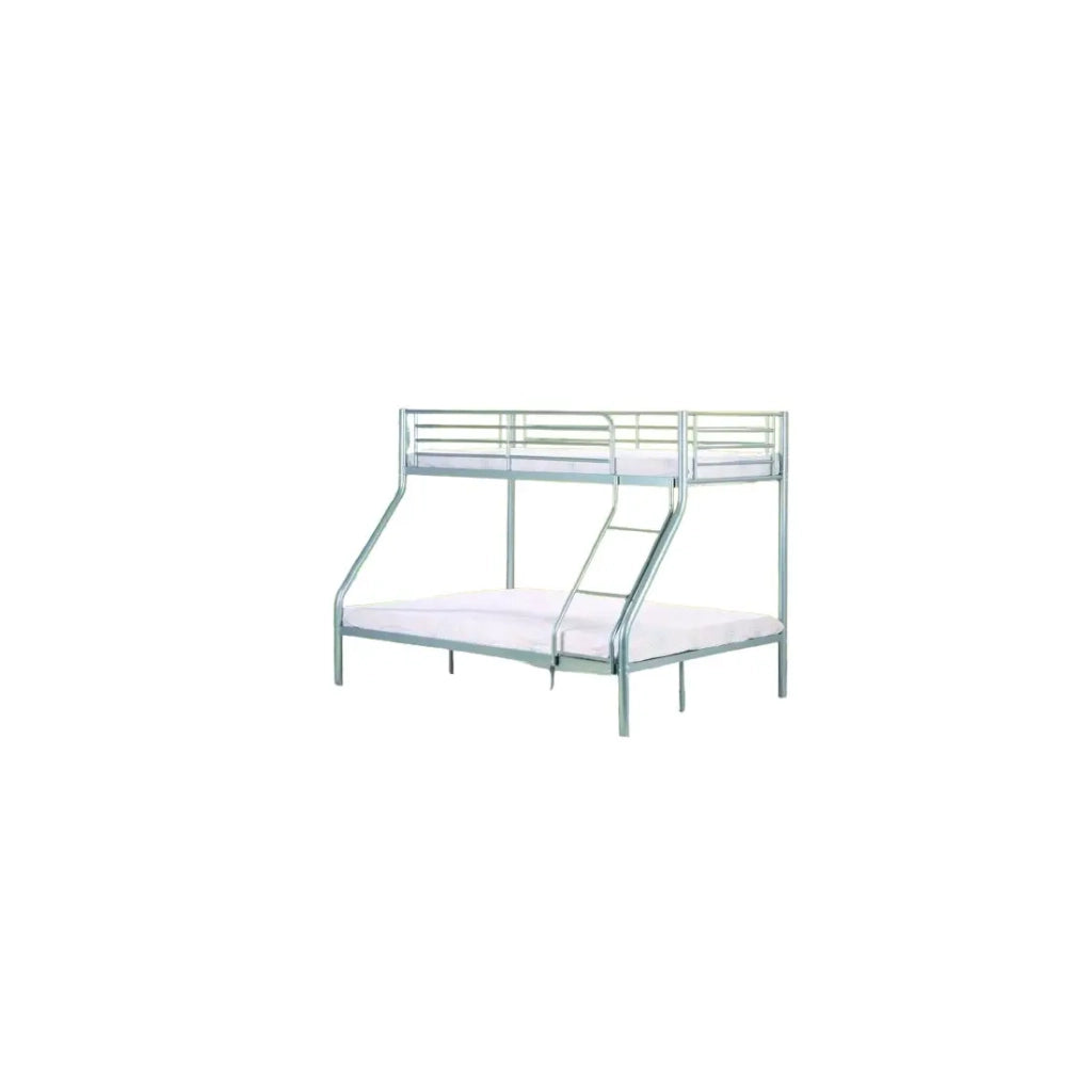Letto a castello NICOLAS - 3 posti in metallo grigio - 90x200 + 140x200 cm