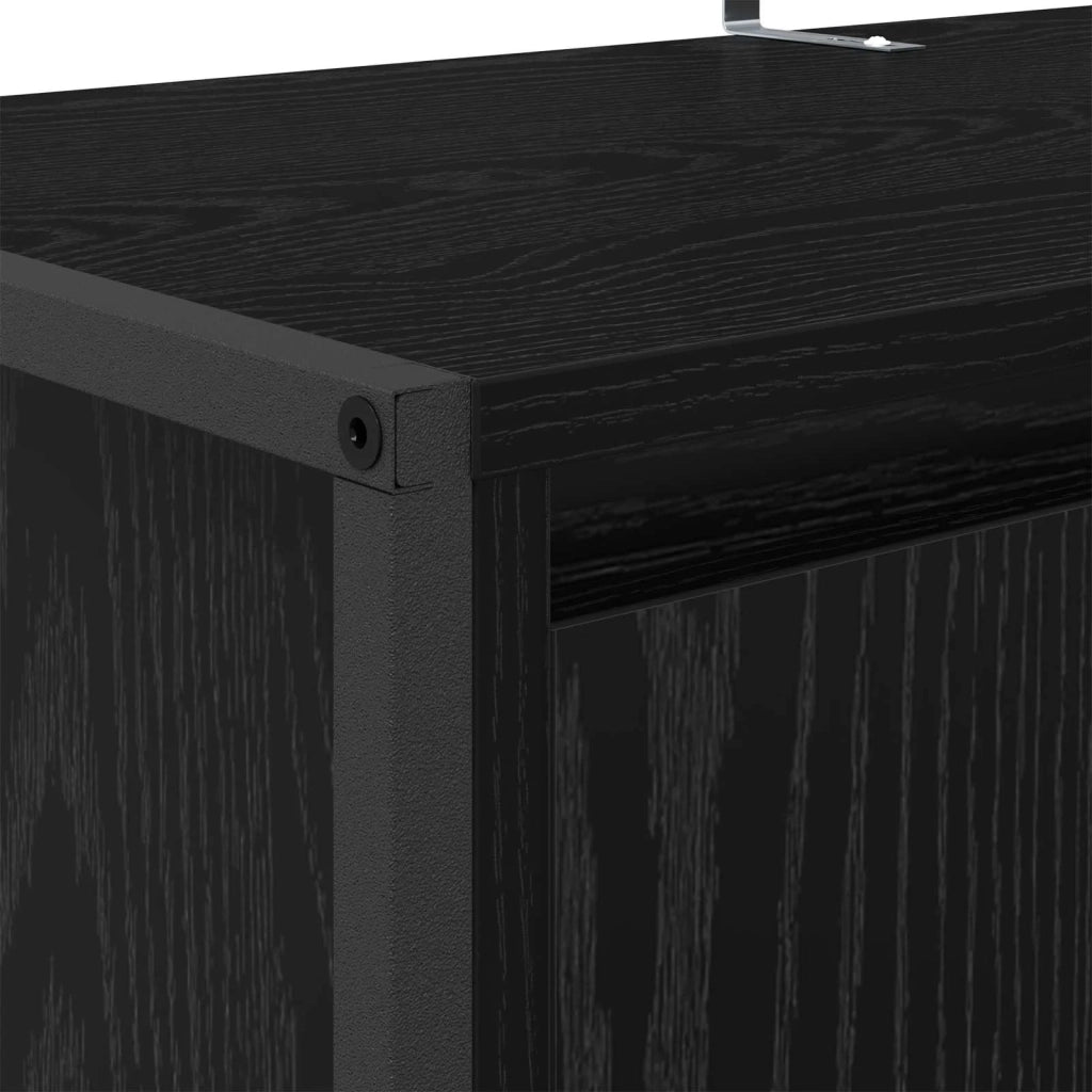 Mobile per scarpe con porta Rovere Nero 79 x 36 x 100 cm