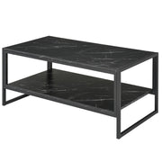 EasyComfort Tavolino da Caffè Nero, Tavolino Effetto Marmo con Ripiano Inferiore, da Soggiorno o Ufficio, Design Moderno, Telaio in Acciaio, 106x50x45cm, Nero