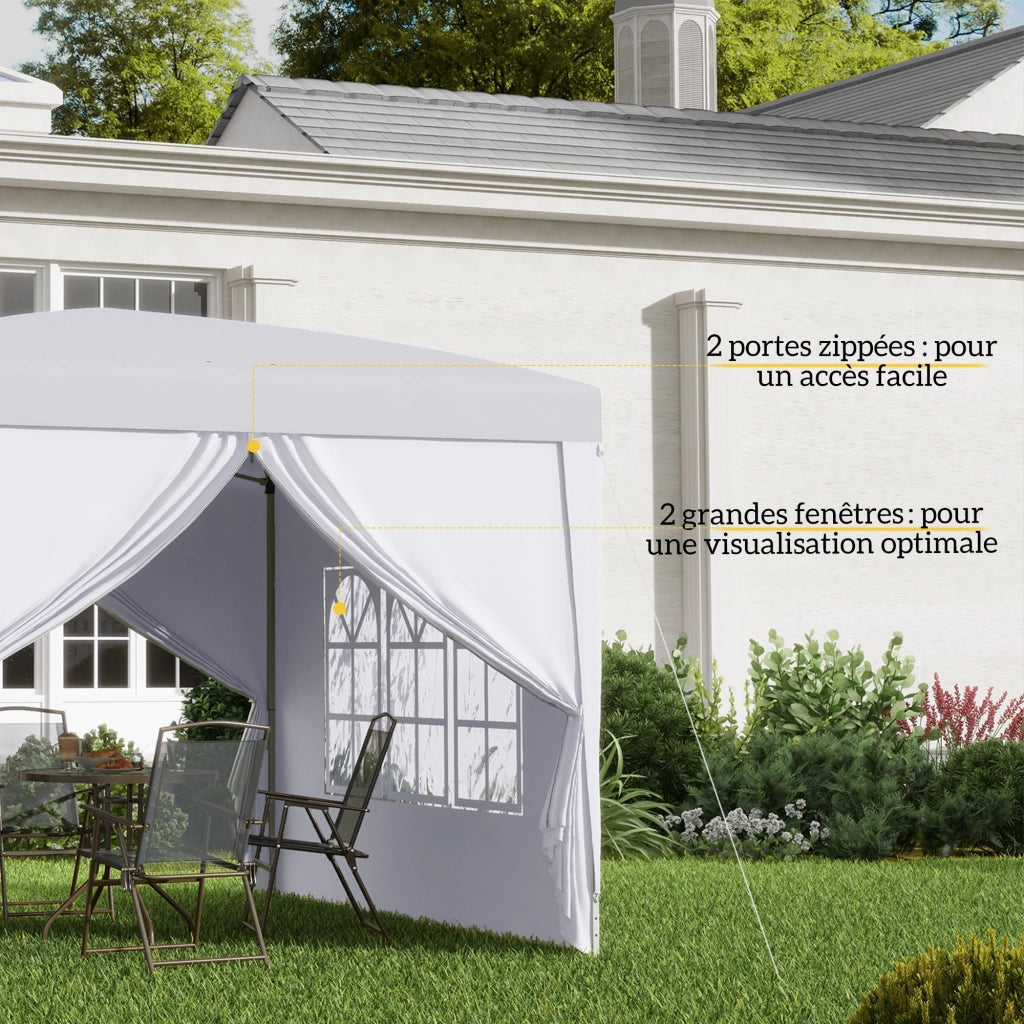 Tendone da Giardino Pieghevole 3x3m con Finestre ¨C Zephmum ¨C Bianco