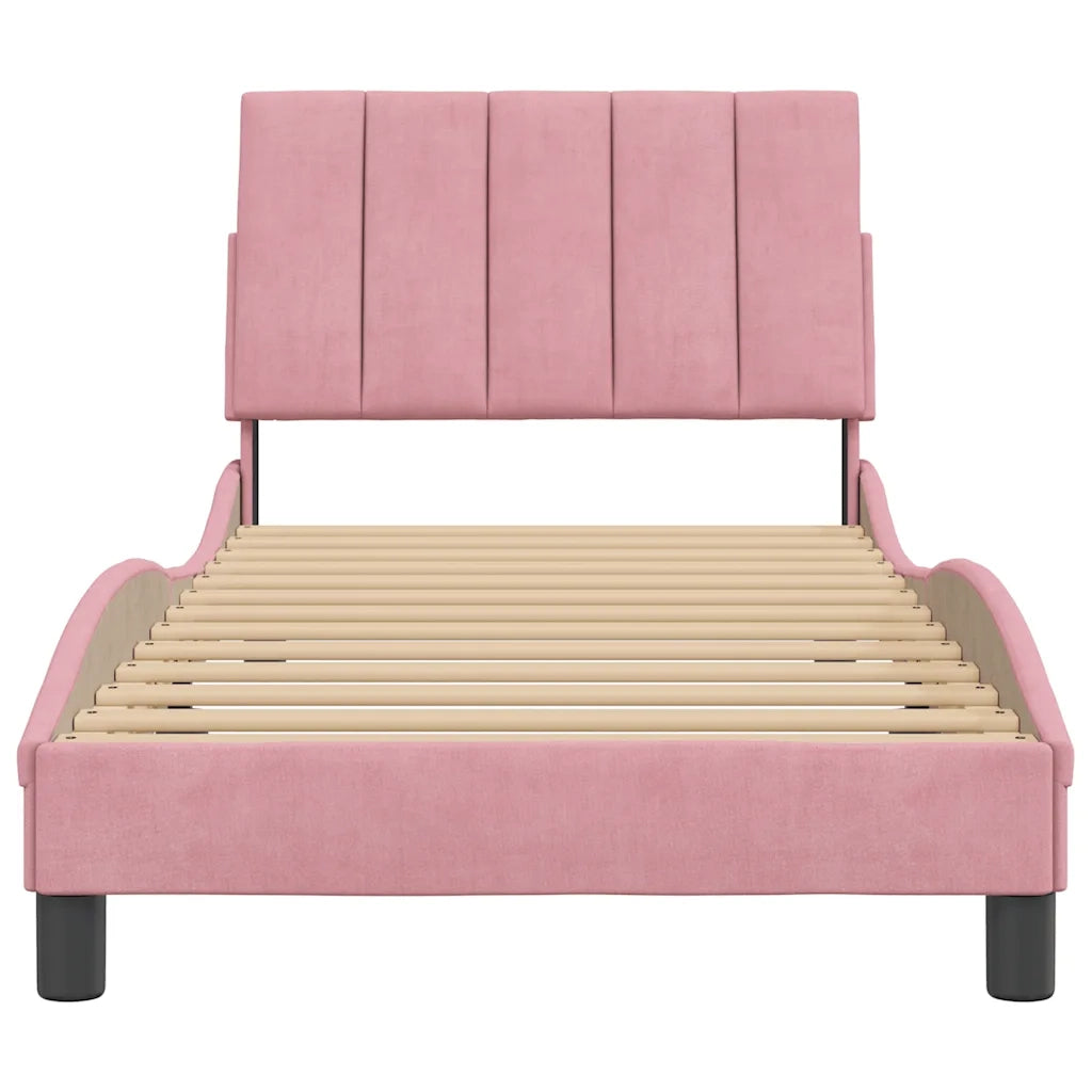 Giroletto senza Materasso-Struttura Letto Hanko Rosa 90x200 cm in Velluto