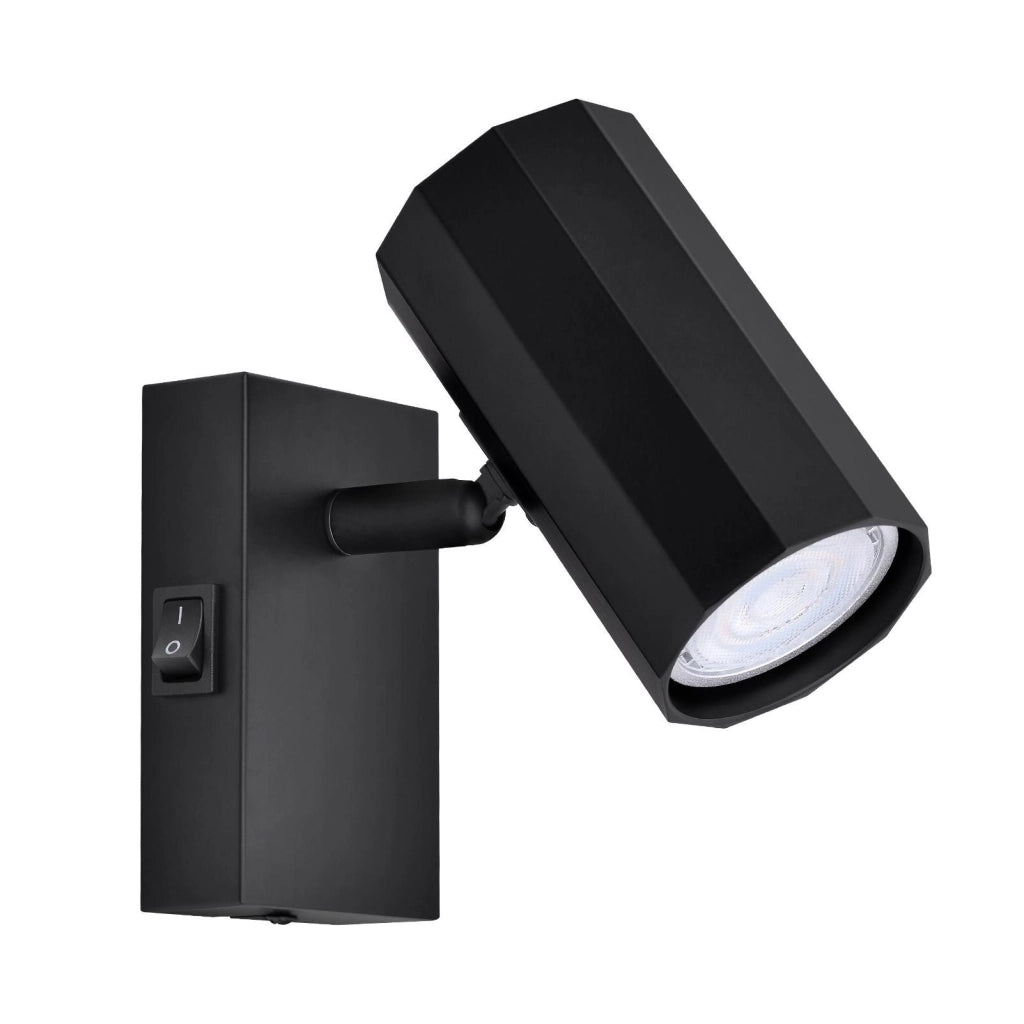 ZMH Faretto da soffitto neri 1 fiamma GU10 rotativo 350° interruttore metallo max 40W per corridoio anche parete