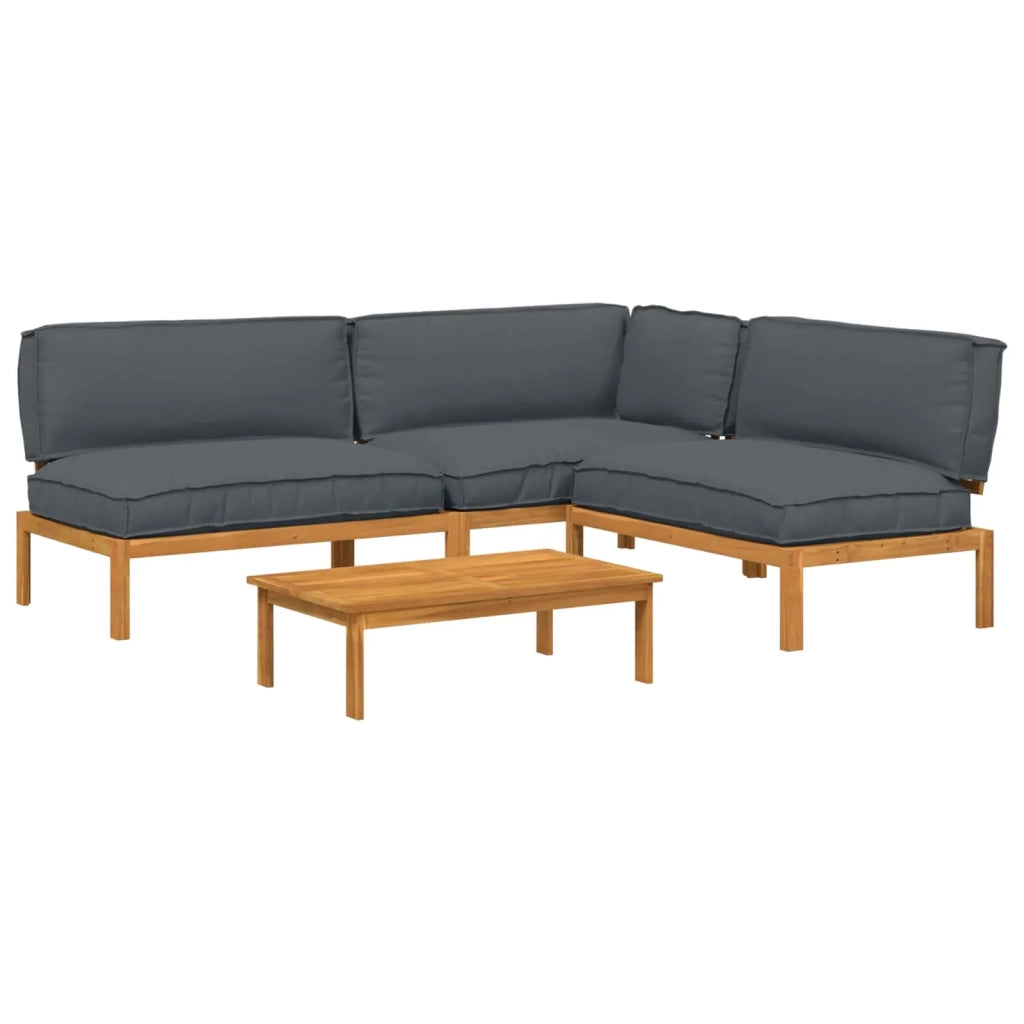 Set di divani 4 pcs Antracite Legno di Acacia Massello 3418494