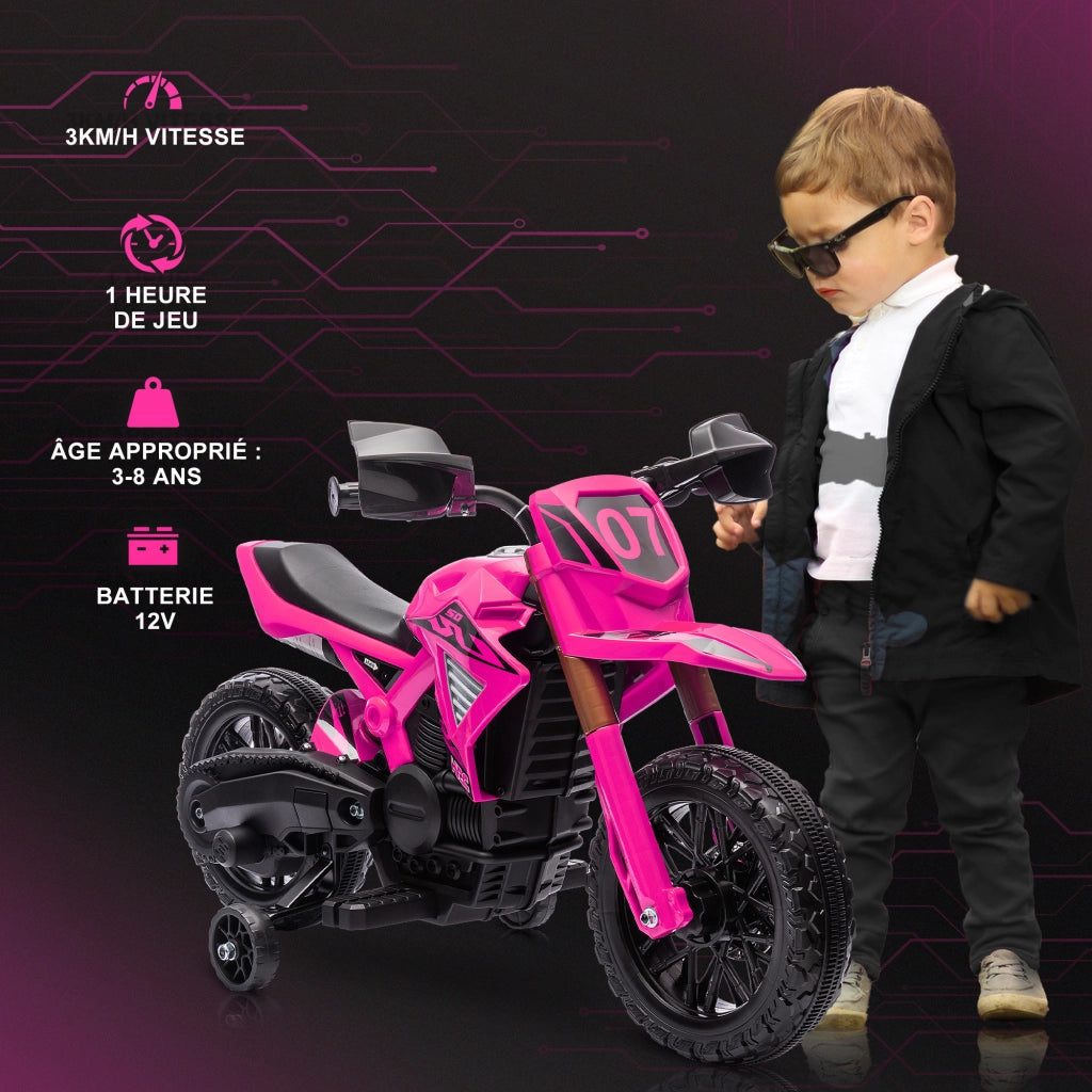 Moto elettrica per bambini 3-8 anni ¨C zephmum ¨C rosa, batteria 6V, 30KG