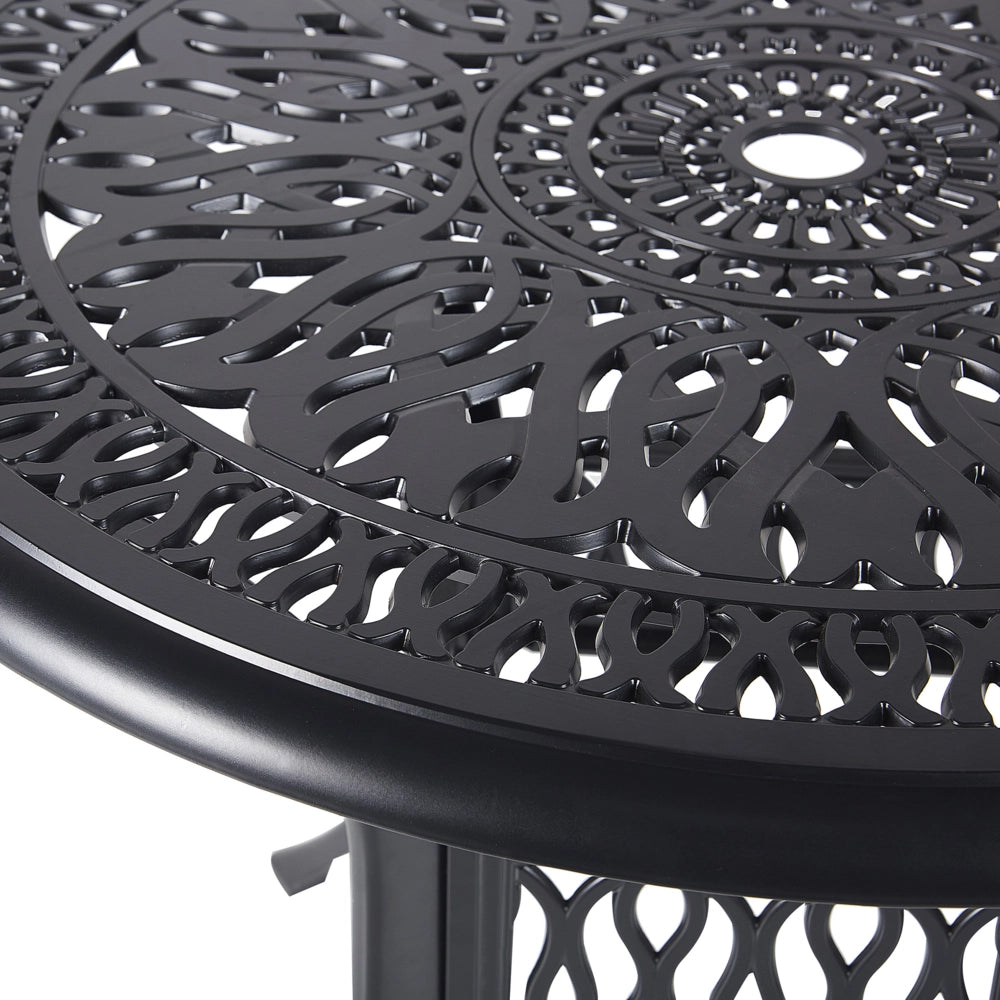 Tavolo Rotondo da Giardino Stile Vintage Alluminio Nero ø 90 cm
