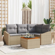 Set Divano da Giardino con cuscino 5 pcs Beige polyrattan