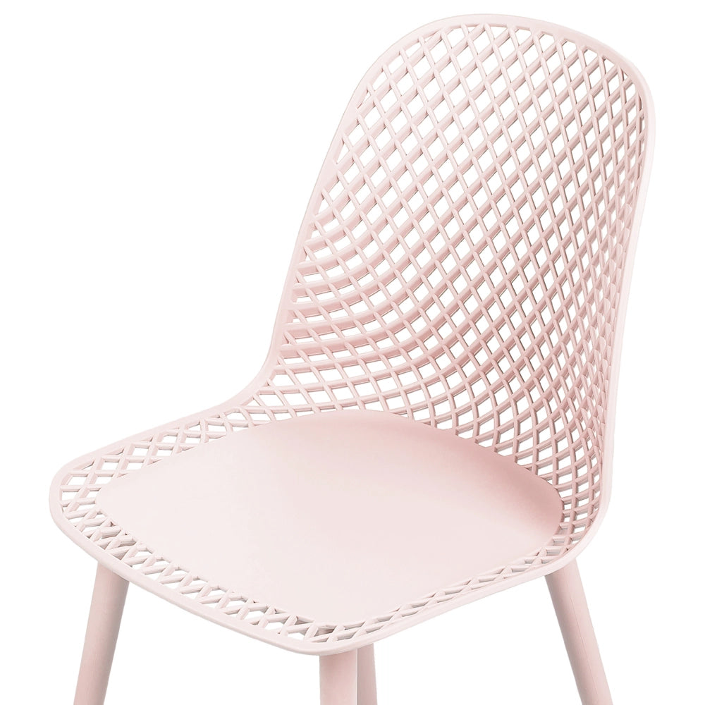Set di 4 sedie da pranzo Seduta e gambe sintetiche rosa Schienale a rete aperto Design moderno e minimalista