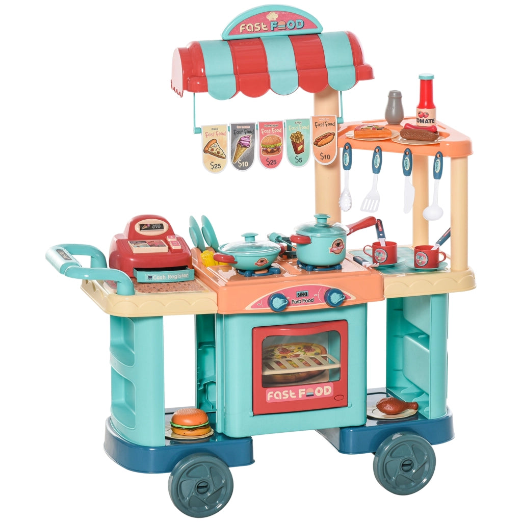 Cucina Giocattolo Bambini con Cassa Registratrice ¨C zephmum ¨C 79.5x33x90.5 cm Multicolore