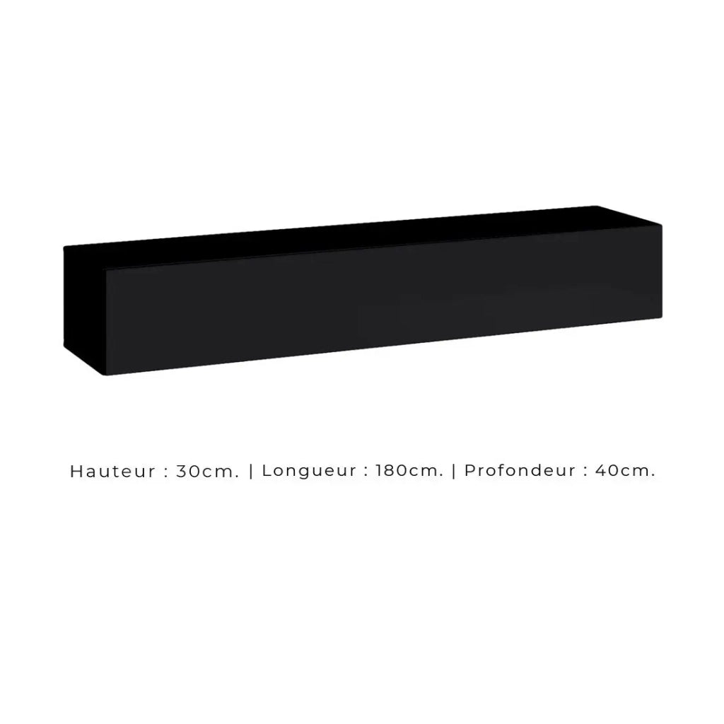 Mobile porta TV sospeso 180cm colore nero collezione SWITCH. Finiture lucide.
