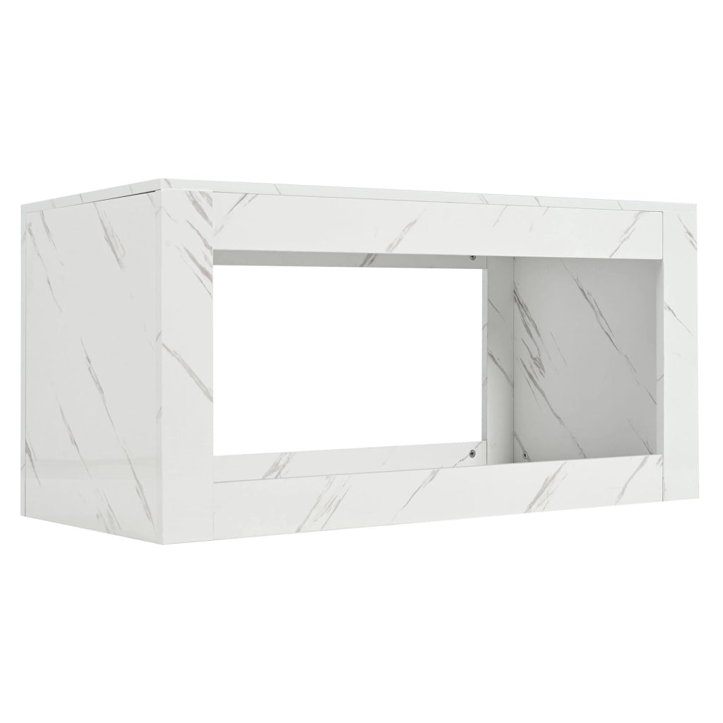 TAVOLO DA CAFFÈ LED 100x50x50 cm Bianco Effetto Marmo Lucido