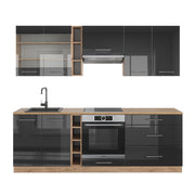 Cucina componibile Fame-Line Antracite lucido/Rovere dorato 235 cm, PL Rovere Vicco