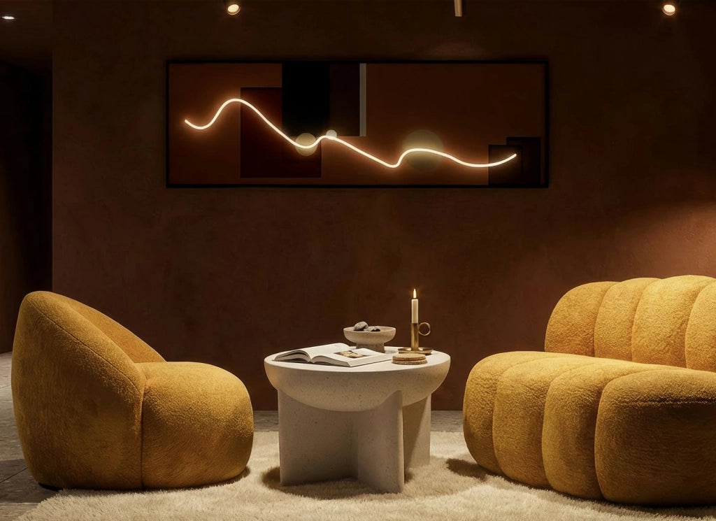 Stampa con LED su Tela Abstract 150x3,5x50 cm in Tela e Plastica e MDF Multicolor
