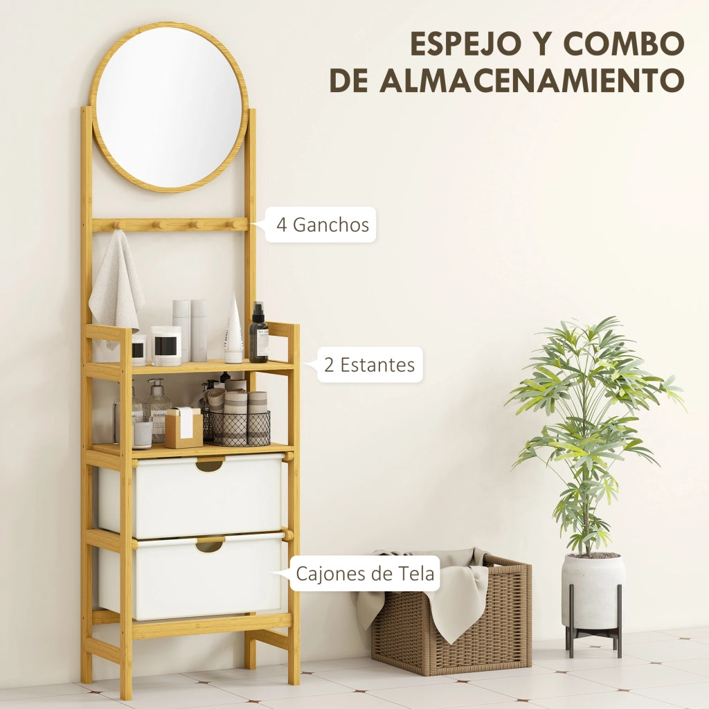 Mobile Bagno con Specchio e Cassetti ¨C Zephmum ¨C Legno Bamb¨´ 48.5x30x170 cm