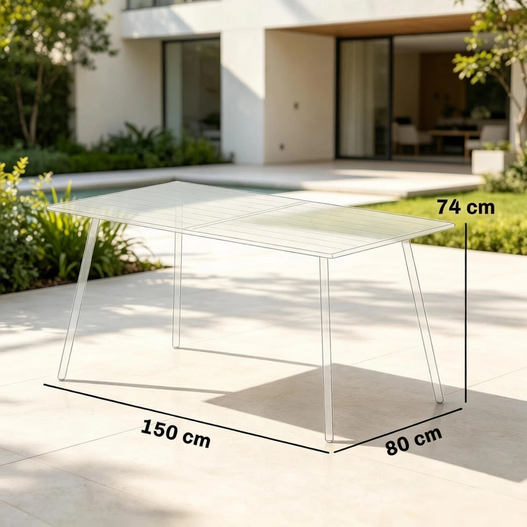 TAVOLO da giardino per 6 persone 150x80x74 cm in acciaio grigio