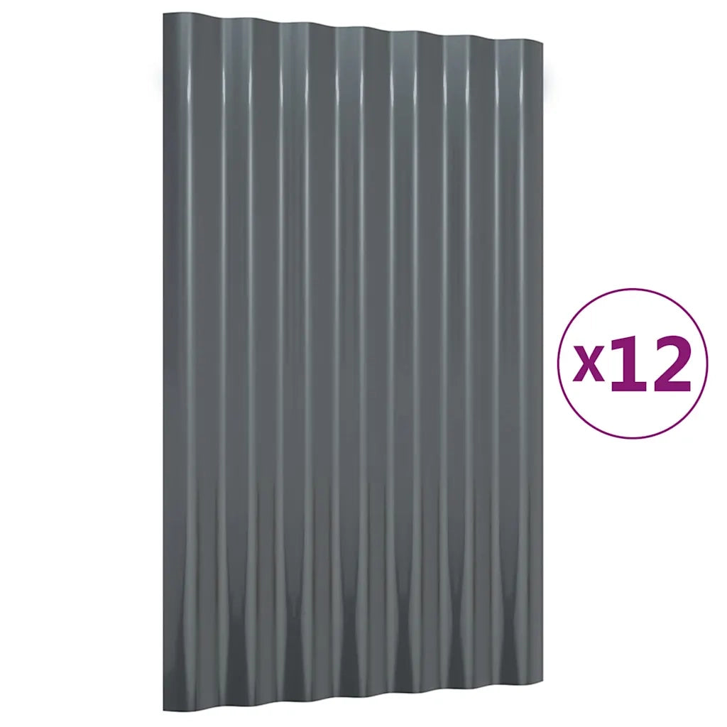 Pannelli Tetto 12 pz Acciaio Verniciato Polvere Antracite 60x36 cod mxl 70724