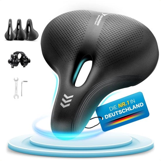 Sella Bicicletta, Comfortevole e Ergonomico, Nuovo Modello, Migliorata Resistenza Acqua, Schiuma di Poliuretano, Respirante, Assorbente Shock, Per Uomini e Donne (Città)