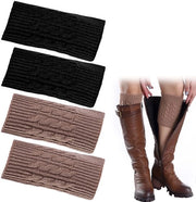 Due Pair di Calzettoni per Ghiaccio per Donna - Nero/Bruno - Cotone/Poliester - Accessorio Invernale - Stile e Caldo - Calzettoni per Gamba