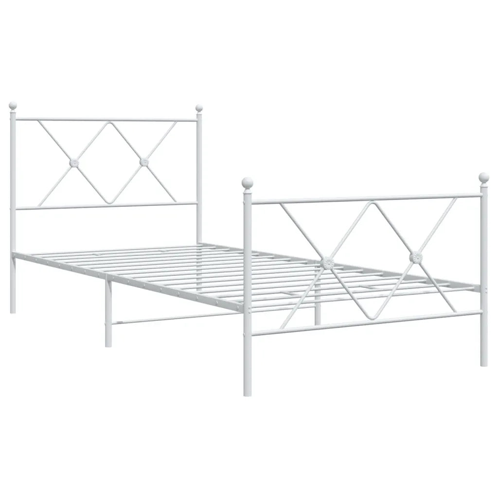 Giroletto con Testiera e Pediera Metallo Bianco 90x190 cm
