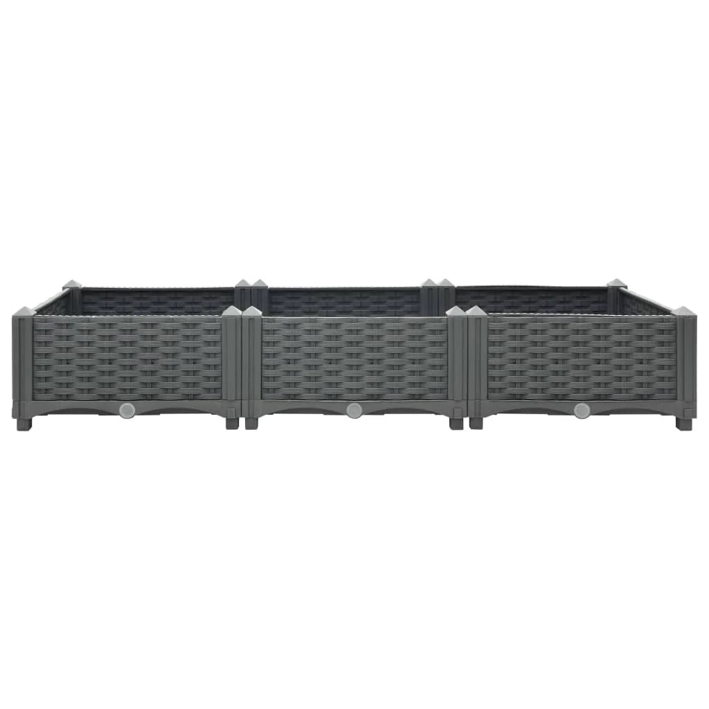 Fioriera rialzata per piante e fiori giardino 120 x 40 x 23 cm polipropilene grigio scuro 02_0000902