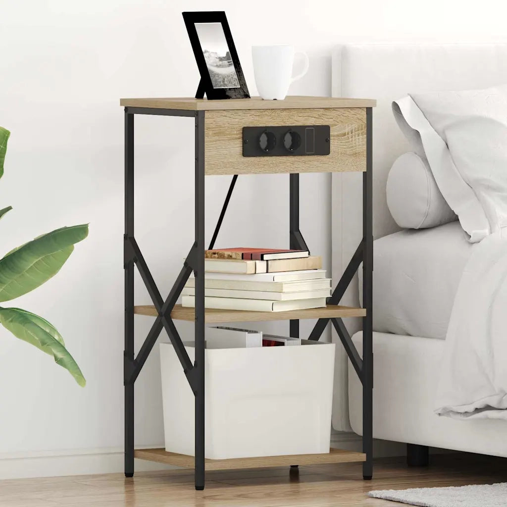 Comodino | Armadio da Notte | Mobiletto da notte con lo scaffale Rovere Sonoma 41 x 31 x 76 cm