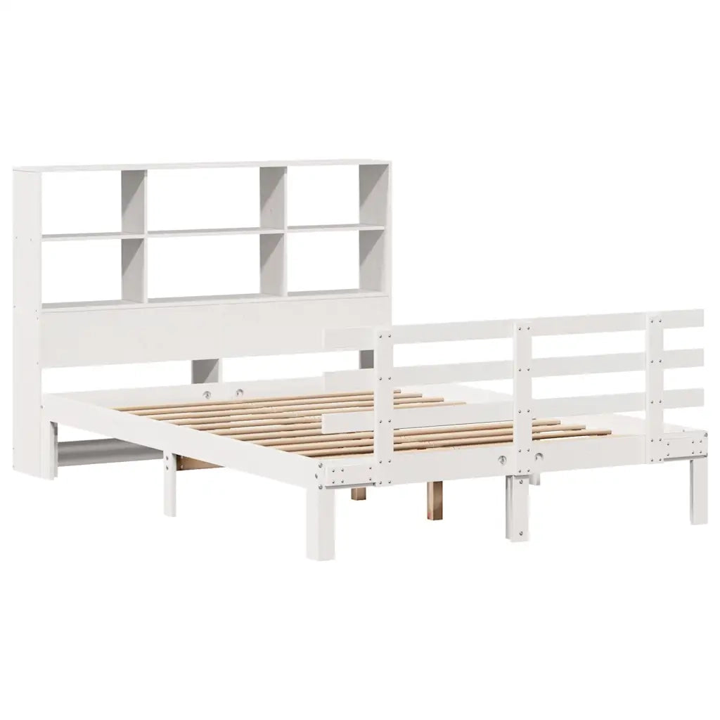 Letto Libreria senza Materasso Bianco 140x200 cm Legno di Pino 3322758