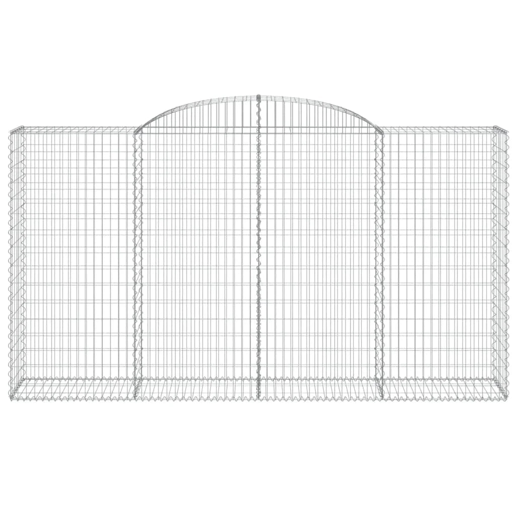 Set di 2 gabbioni ad arco per recinzione gabbia o muro di contenimento 300 x 50 x 160/180 cm ferro zincato argento 02_0041376