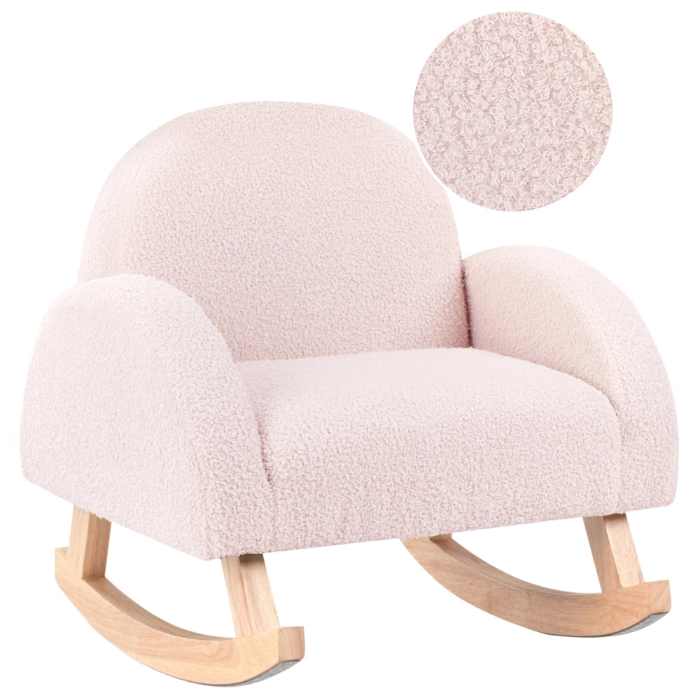 Sedia a dondolo per bambini in legno rosa pastello cameretta