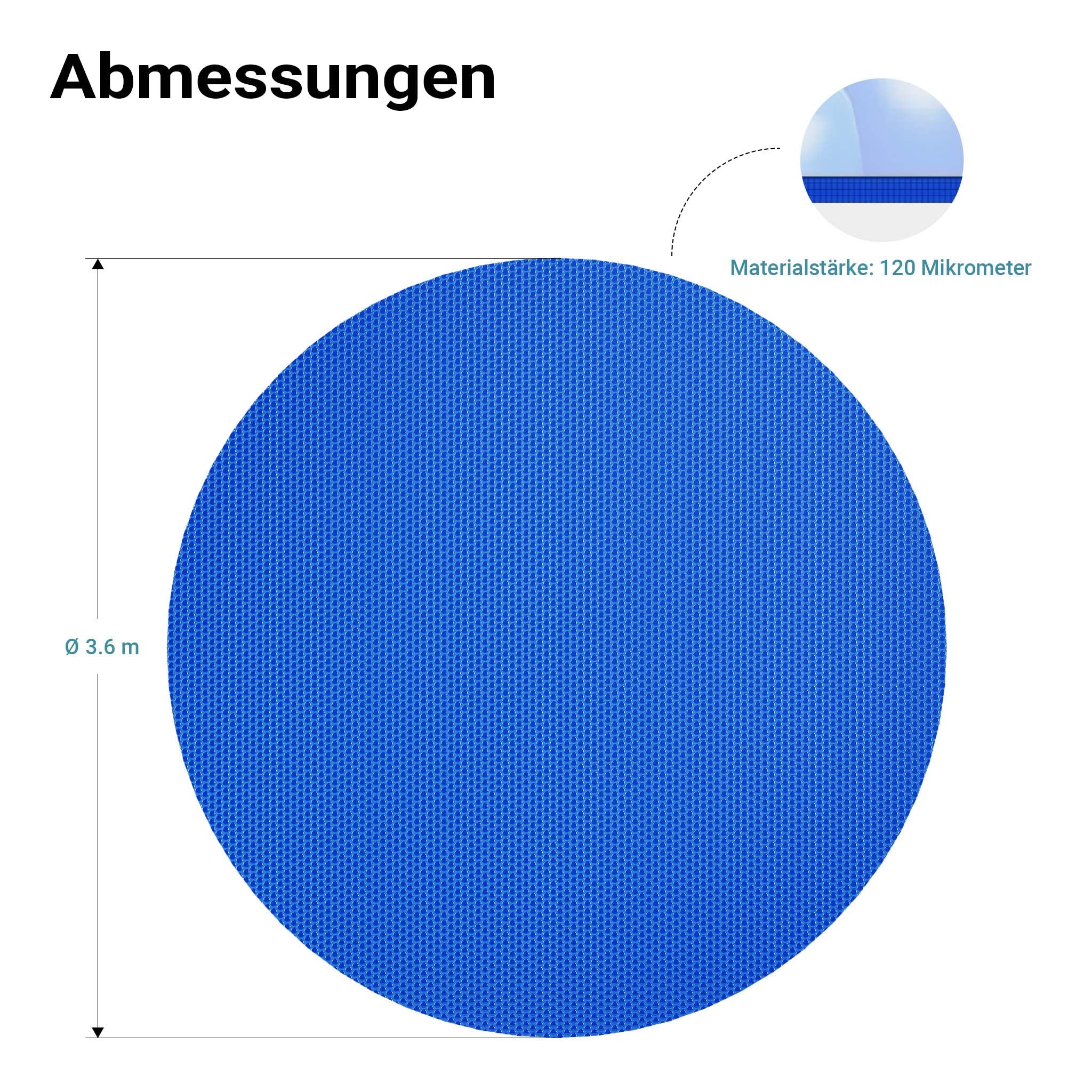 Coperturaper piscina Ø 3,6m blu Protezione isotermica 120µ