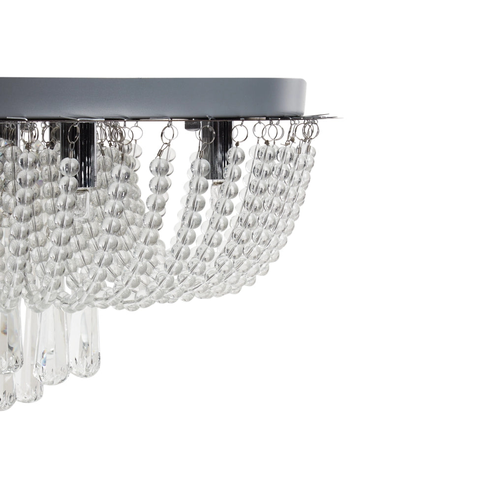 Lampadario in ferro argentato con cristalli finitura cromata illuminazione stile glamour soggiorno sala da pranzo