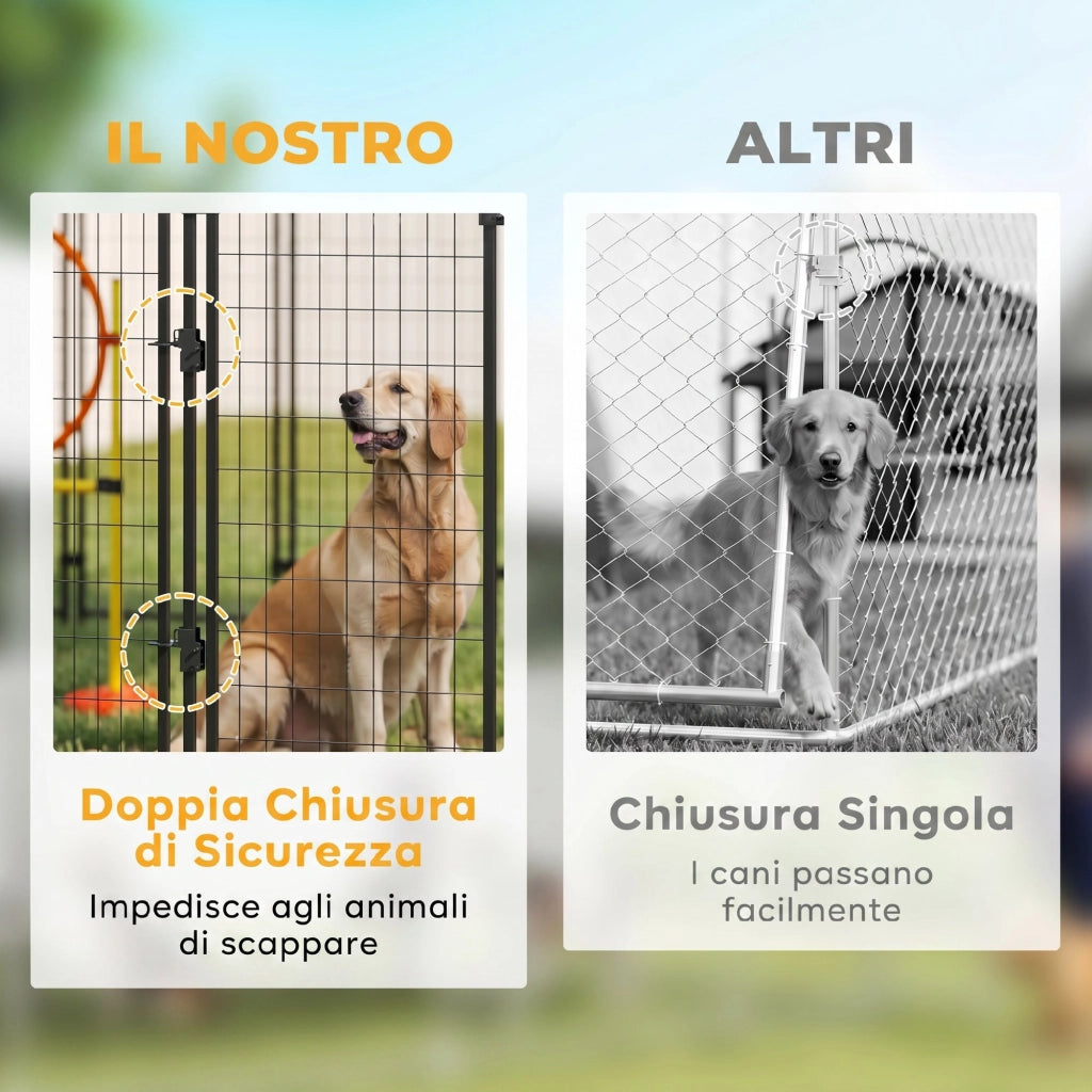 Recinto per Cani da Esterno in Acciaio con Tetto ¨C Zephmum ¨C Verde, Acciaio
