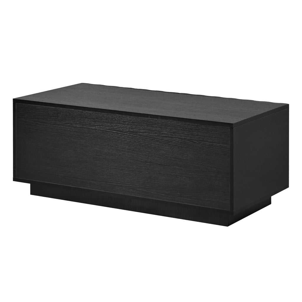 Tavolino basso con 2 cassetti e frontale a onde, per soggiorno, in MDF e pannello truciolare, nero, 100 × 50 × 40 cm