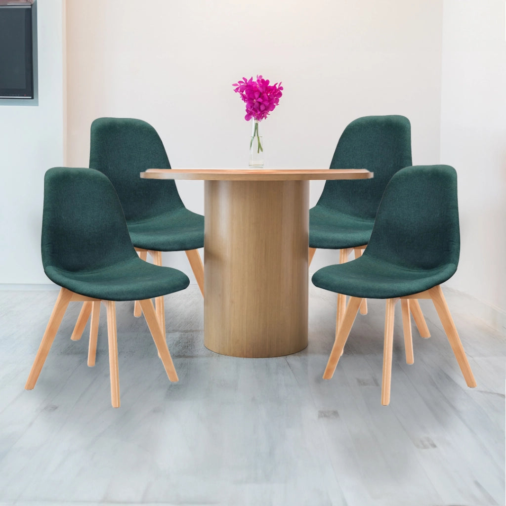 MAURY'S SET 4 SEDIE DA ARREDO CON GAMBE IN LEGNO DI COLORE GREEN