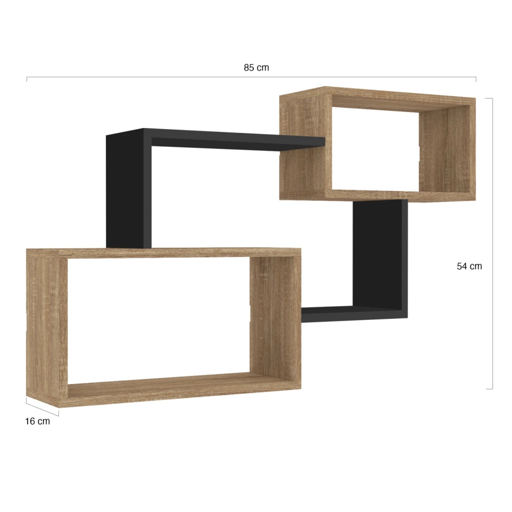 IDMarket - Scaffale a parete a doppia posizione LOUANE in legno di faggio e nero