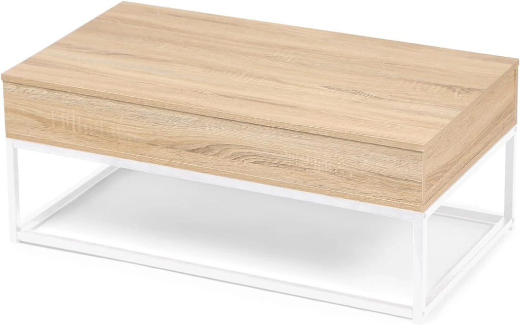 Tavolino DETROIT de design industriale legno e metallo bianco