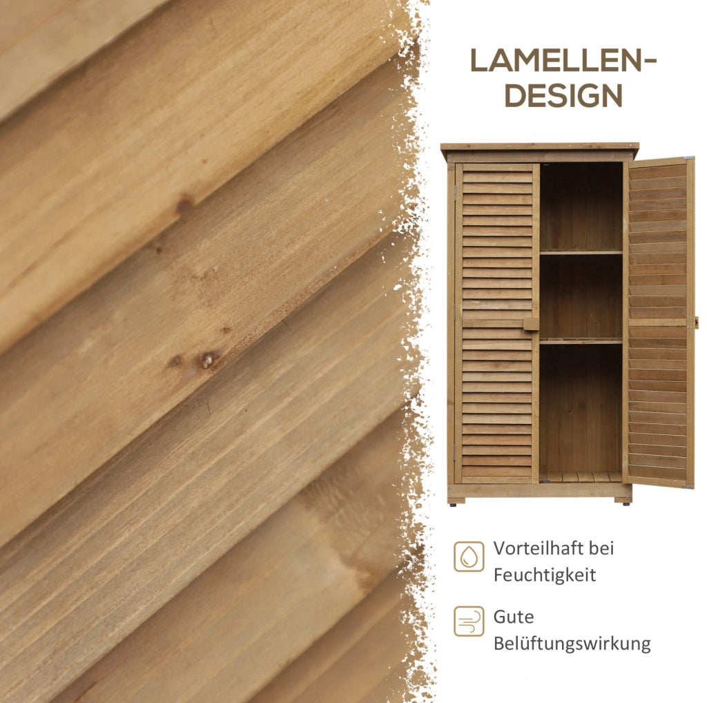 Armadio da giardino in legno con 3 ripiani 87 x 46,5 x 160 cm